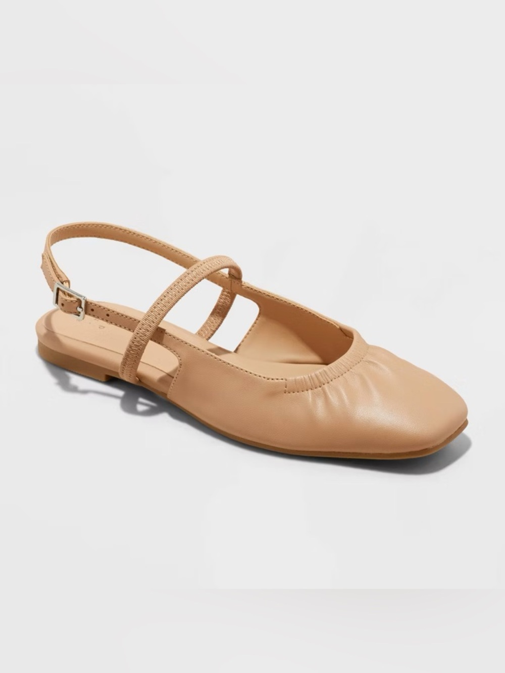 NWT A New Day Women's Vada Slingback Scrunch Toe Flats 8.5 Nude Color Casual